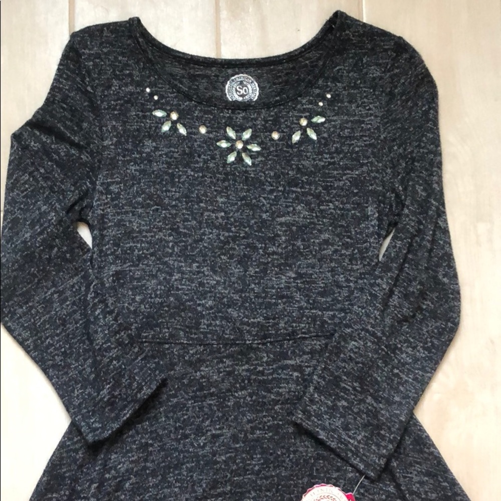 Girls Gray Soft, Flowy Dress - Picture 2 of 5